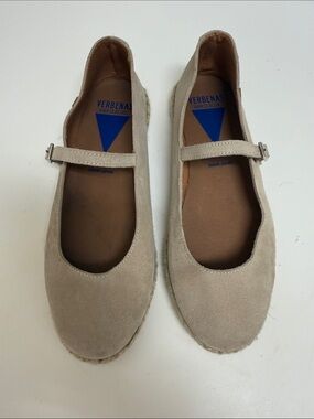 Verbenas Genuine Leather Women's Beige Suede Mary Jane Flats